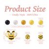 Beadthoven 100pcs Bee Silicone Beads 15mm Yellow Round Ball Silicone