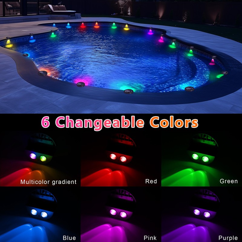 rerekiki Poolside Solar Light for Inground Pool, 4 Pack Above
