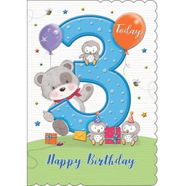 Cute Juvenile Birthday Card Age 3 M - 7 x 5 inches - Piccadilly Greetings