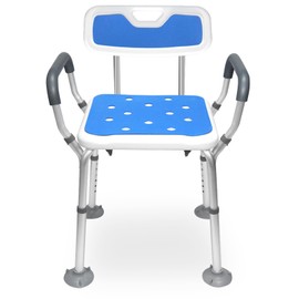Shower Chair with Arms Heavy Duty Bath Chair with Back Inside Shower Transfer Bath Seat Padded Bench Portable Lift Height Adjustable Legs for Bathtub Non-Slip feet