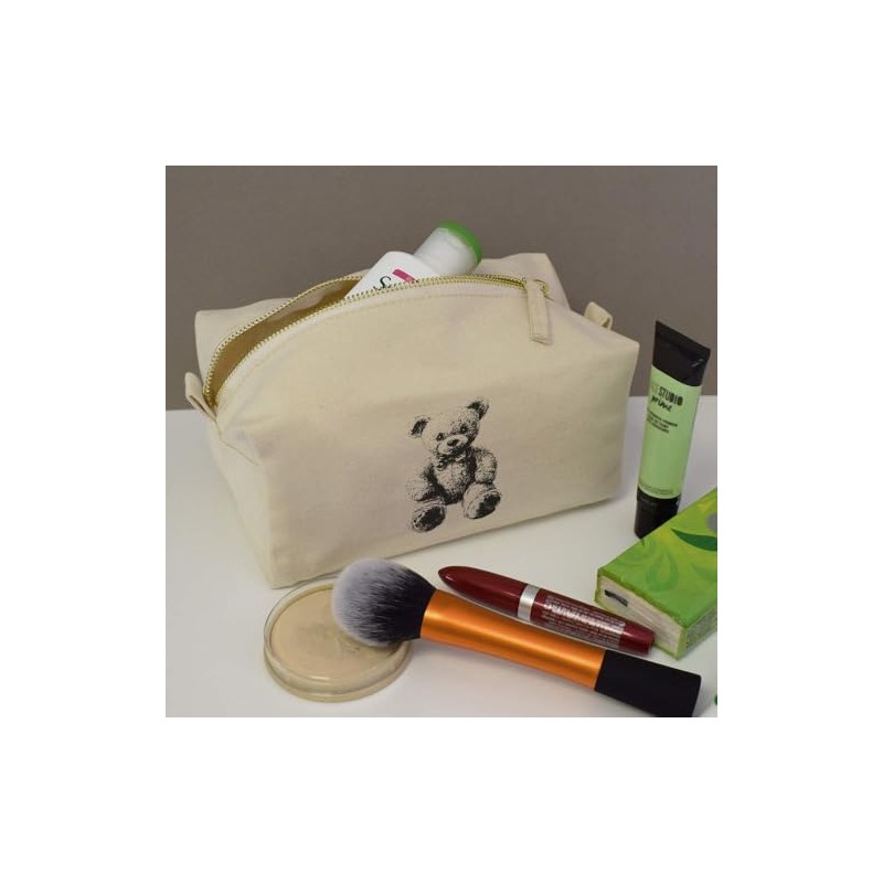 'Vintage Teddy with Bow Tie' Canvas Wash Bag/Makeup Case (CS00043015)