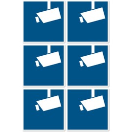 Surveillance Camera/Video Surveillance, Mandatory Signs According to DSGVO/BDSG According to DIN 33450 – Sticker: Diameter 5 cm, Pack of 6