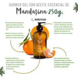 OLEUM VITAE Shower Gel. Gel de Ducha con Aceite Esencial de Mandarina. Altamente hidratante. Con Extractos de Caléndula, Aloe Vera y Manzanilla. 250gr