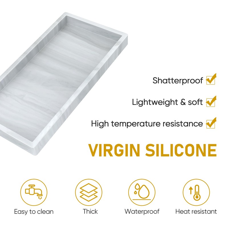 Silicone Bathroom Tray,Shatterproof Silicone Tray for Bathroom Counter,Small Vanity Tray