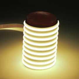 pcningled Bright COB LED Strip Light AC 110V Adhesive Flexible Cuttable Strip Lights 10M with Plug 32.8 Feet IP67 Waterproof Tape Lighting 3000K Warm White for Bedroom (Warm White, 32.8ft)