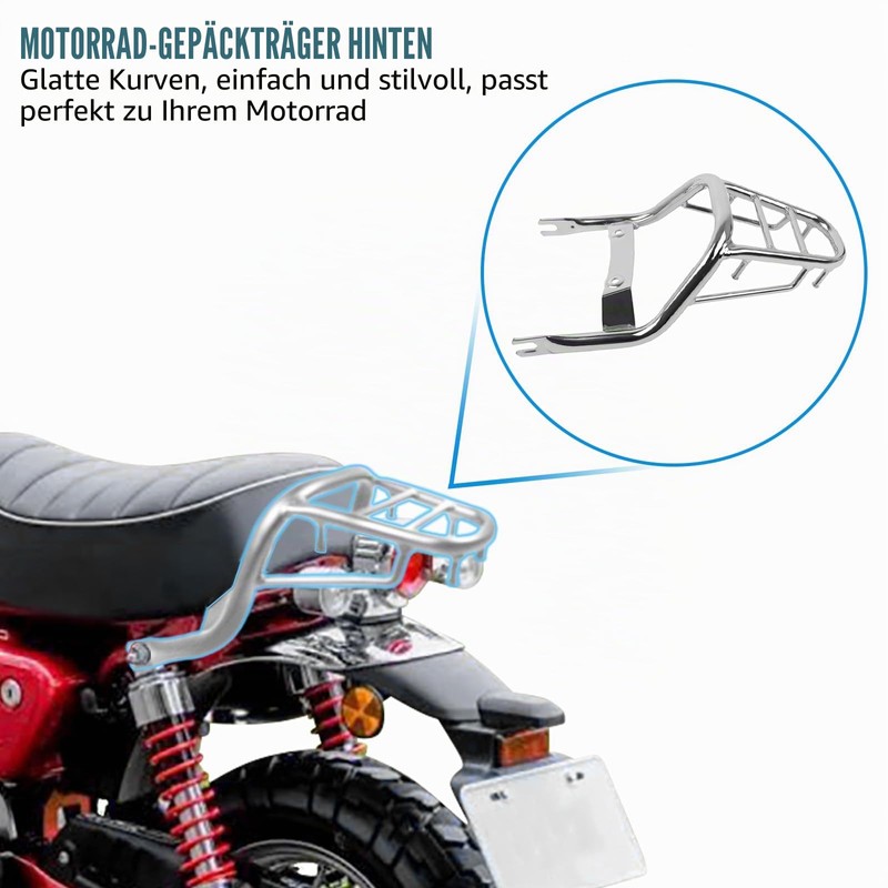 For Honda Monkey 125 2018-2023 Rear Rack (Chrome)