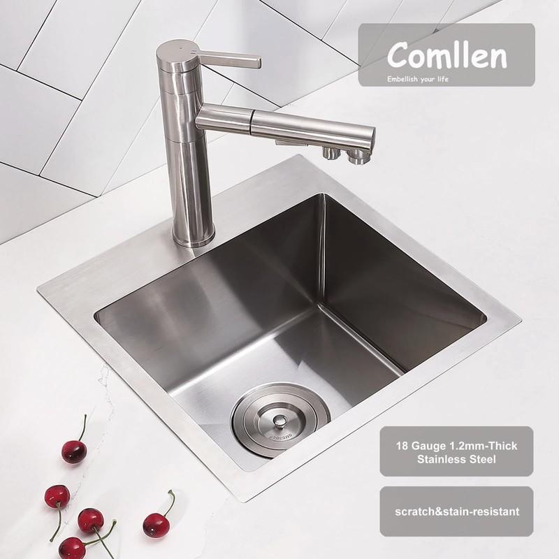 Comllen 15 x 15 inch Drop in Bar Sink, 18