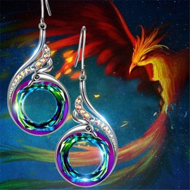 Colored Hoop Earrings for Women Peacock Purple Green Colorful Iridescent Statement Earrings Girls Dainty Trendy Cute Drop Dangle Jewelry Earrings (Green)