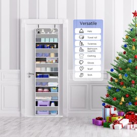 WishJazz 6-Shelf Over The Door Organizer, 50lbs Load Heavy Duty Back of Door Hanging Organizer Storage, Behind Closet Door Organizer, Baby Organizers Storage for Nursery, Pantry, Bedroom, Home Storage