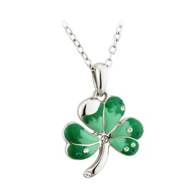 Irish Rose Gifts Lucky Shamrock Pendant Necklace - Solvar Jewelry Made in Ireland