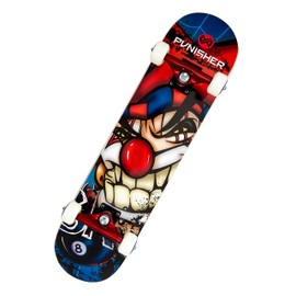 Punisher Jester Complete Skateboard, Blue, 31-Inch