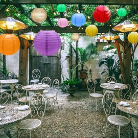 Lanterns, Colourful Paper Lampshade, Round Paper Lanterns, Pack of 20, Paper Lampshade, Paper Lantern, Paper Lanterns for Outdoor Party Decorations (4 Inches, 6 Inches, 8 Inches, 10 Inches, 9 Colours)