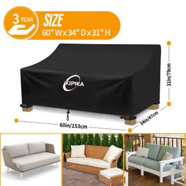 Kipiea Patio Sofa Cover Durable 420D Outdoor Couch Covers Waterproof Winter, 2-Seat Patio Furniture Cover Loveseat, Outdoor Sofa Covers with Anti UV and No Tears, No Fading (60"W x 34"D x 31"H)