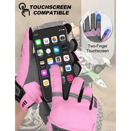 KUTOOK Motorcycle Biker Gloves Women Men MTB Mountain Bike Riding Cycling Gloves Black Airsoft Racing Dirtbike Hard Knuckle Motocross Gloves Touchscreen Guantes De Moto para Hombre Pink 2XL