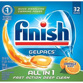 Finish All in 1 Gelpacs Orange, 32ct, Dishwasher Detergent Tablets
