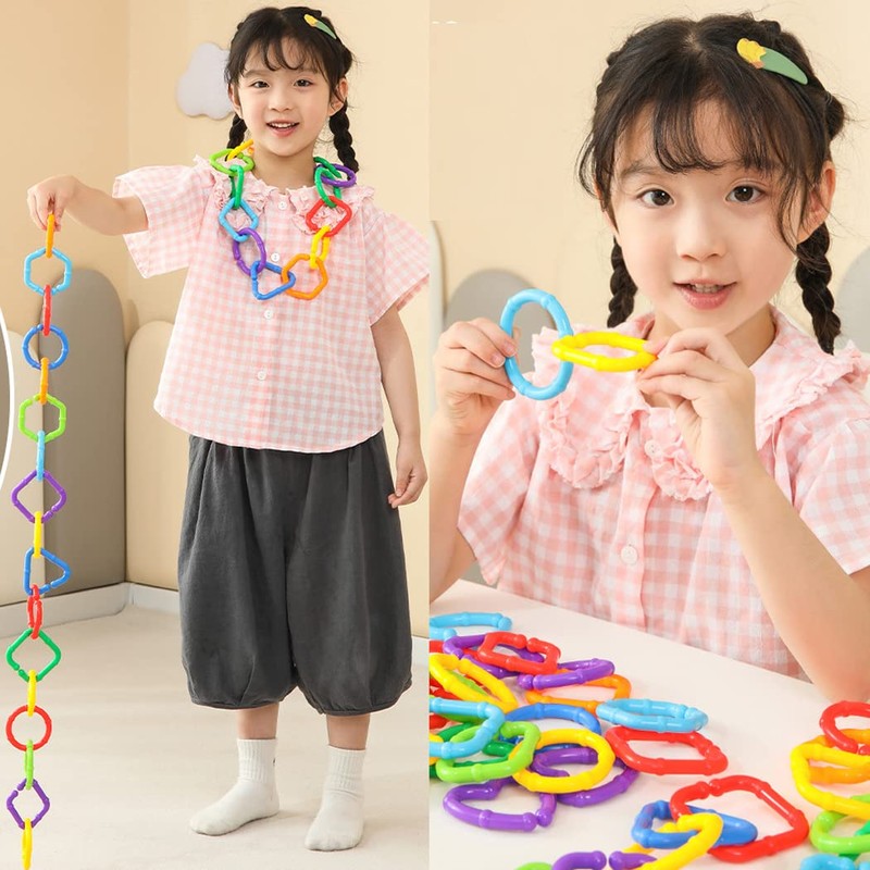 COLVWOFA 50PCS Baby Rings Toy Links Plastic Babies Teething Ring