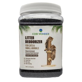 Coir Wonder Cat Litter Deodorizer – 2.2 Lb Activated Charcoal Carbon – Odor Eliminator for Litter Box, Chicken Coop, Small Animal Enclosures – Extends Litter Life – Natural Pet Odor Control Granules