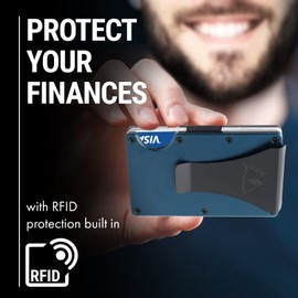 Mountain Voyage Co Minimalist Wallet for Men & Women - Slim RFID Wallet, Scratch Resistant, Credit Card Holder & Money Clip, Easily Removable Money & Cards, (Matte Navy Blue)