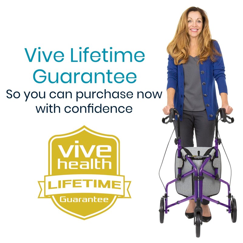 Vive Mobility 3 Wheel Walker - Three Wheeled Rollator for