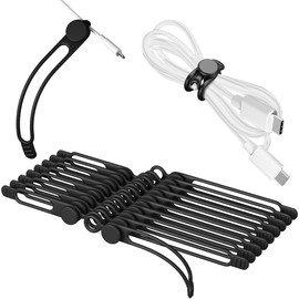 Nearockle Silicone Cable Ties Cord Organizer for Cable Management, 20Pcs 3" and 4.5" Reusable Cable Organizer Electronic Accessories for Home, Office, Kitchen, School, Travel (Black)