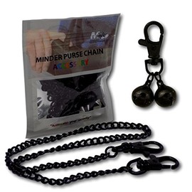 Minder Bell Accessories Handbag Purse Keys Wallet Phone Theft Pickpocket Holiday Twin Security Alarm Bells Attachment (Black with Chain)