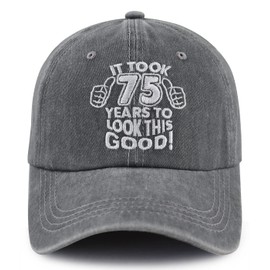 85th 75th 65th 55th Birthday Gifts for Men Women, Vintage 1939 1949 1959 1969 Hat, 75th Birthday Embroidered Gray, One Size