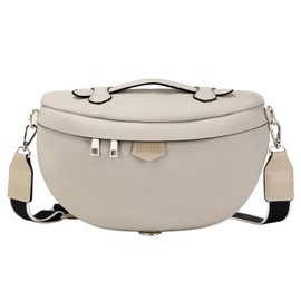 Eslcorri Crossbody Bags for Women - Fashion Sling Purse Shoulder Bag Fanny Pack Leather Casual Chest Bum Bag with Adjustable Wide Strap for Workout Traveling Running Shopping - off white