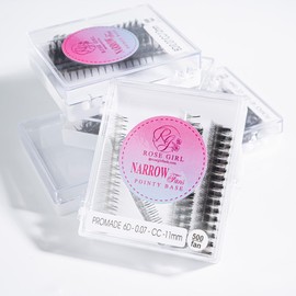 ROSE GIRL 500 Ultra Speed Promade Fans-Natural Look Handmade Volume Eyelash-Narrow Loose Eyelash 3D-16D C CC D Curl-False Lashes Extensions-Thickness 0.03~0.1mm-8~20mm Length(6D-C-0.07 (15 mm))