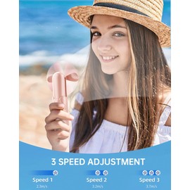 Jkjoy Mini Handheld Fan, Portable Hand Fan with USB Rechargeable, 2000 mAh Battery Operated Pocket Fan, 3 Speeds Adjustable, 2 IN 1 Small Personal Fan for Women Girls Travel Outdoor
