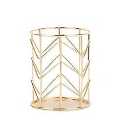 1/2 Pcs Pen Holder Fashion Openwork Round Iron Art Writing Instrument Holder Desk Organiser Pen Holder Organiser Makeup Brush Holder (Rose Gold + Gold)