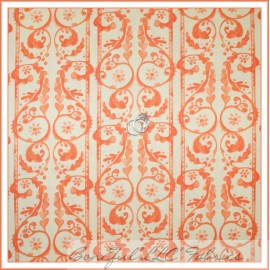 Westminster Fabrics BonEful Fabric FQ Cotton Quilt VTG Cream Peach Orange Flower Damask Heart Stripe