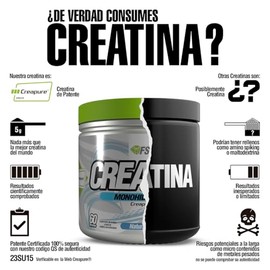 FSB Creatina Monohidratada Creapure® 100% Pura – Sin Sabor, Alta Pureza Alemana, Sin Rellenos, Porta Scoop Integrado