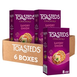 Toasteds Crackers, Party Snacks, Lunch Snacks, Savory Onion (6 Boxes)