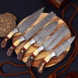 Handmade Knife Set Chef Kitchen Damascus steel Knives custom steak cleaver Boning x225