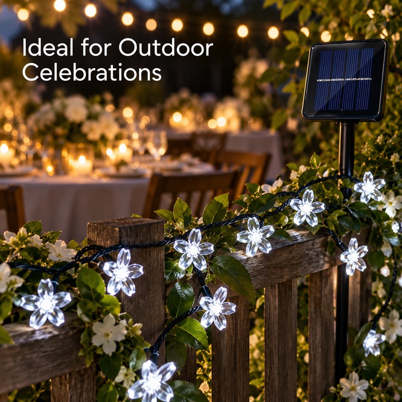 Solar Cherry Blossom String Lights for Outdoor Decoration – 20