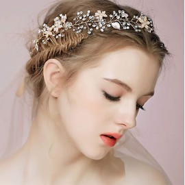 Deniferymakeup Bridal Silver Gold and Rose Gold Crystal Hair Vine Bridal Long Hair Vine Wedding Headpiece Bridal Hairpiece Crystal Headband Bridal Hai
