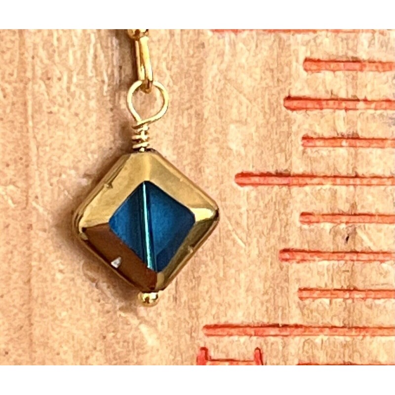 Blue and Gold Dangle Earrings. Jewelry Earrings for Women #3298FE47