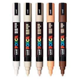 posca Paint Art Markers, Set of 5 5M Medium Markers with Reversible Tips, Neutral Collection