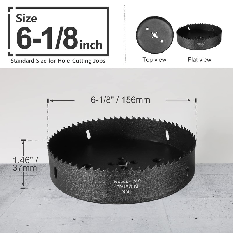 6-1/8 Inch Hole Saw with 1/2" Hex Shank Quick Change
