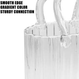 Modern Purse Vase for Flowers,Clear Modern Glass Bag Vases with Vertical Stripes for Home Decors .Elegant Purse Flower Vase for Centerpiece,Floral Arrangement