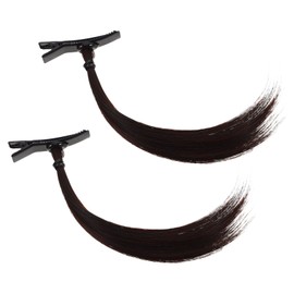 Mikinona 2pcs Kawaii Faux Pigtail Hair Clips Comfortable Bang Side Clips for Women for Cosplay and Parties Secure Grip Hair Styling Barrettes