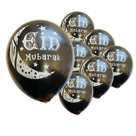 creative balloons Eid Mubarak Balloons 15 Pieces Black Eid Balloons 12 Inch Latex Balloons for Eid Mubarak Islamic Muslim Ramadan Festival Party Decoration Set