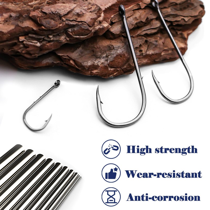 9KM DWLIFE Baitholder Fishing Hooks 50Pcs Double Barbs Worm Hook