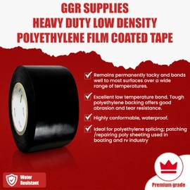 GGR Supplies T.R.U. LDPE Heavy-Duty Greenhouse Polyethylene Repair Weatherseal Film Tape. Long Term UV Exposure Ideal for Sealing and Seaming. (White, 4" X 36 Yards)
