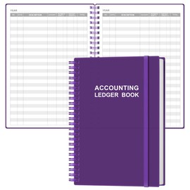 Accounting Ledger Book - A5 Ledger Book for Bookkeeping, Small Businesses & Personal Use, Expense Tracker Notebook for Tracking Money, Expenses, Deposits & Balance, 5.8" x 8.4", Purple