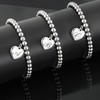 Estendly Initial Heart Charm Bracelet 6mm Stainless Steel Beads 26