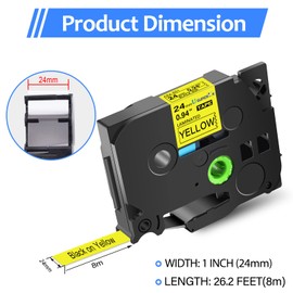 USUPERINK 10 Pack Compatible for Brother P-Touch TZe-651 TZe651 TZ-651 TZ651 24mm 1'' 0.94'' Laminated TZ TZe Black on Yellow Label Tape Work with PT-D600 P700 2730 P710BT E500 2430PC Label Maker