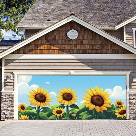 ANNA QUEEN Yellow Sunflower Banner Sunflower Garage Door Banner 6 x 13FT,Outdoor Garage Decoration Cover for Parties Home Decor