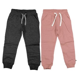 Minymo 3937 - Pantaloni da jogging per bambina, età 9-12 mesi, taglia: 80, colore: Rosa e Grigio scuro
