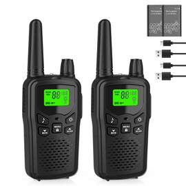 Walkie Talkies for Adults Long Range,Kartal Rechargeable Walkie Talkies with 22 FRS Channels,Two Way Radios with LED Flashlight for Hiking Cruises Camping(Black)